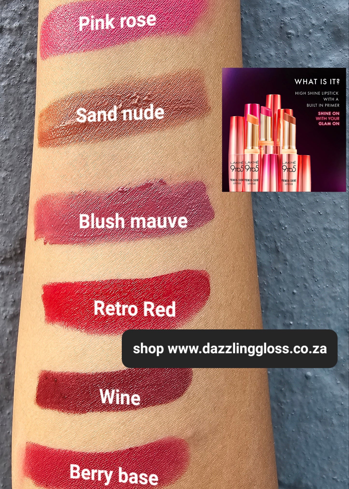 LAKMÉ 9 TO 5 PRIMER + SHINE LIPSTICK -Retro Red