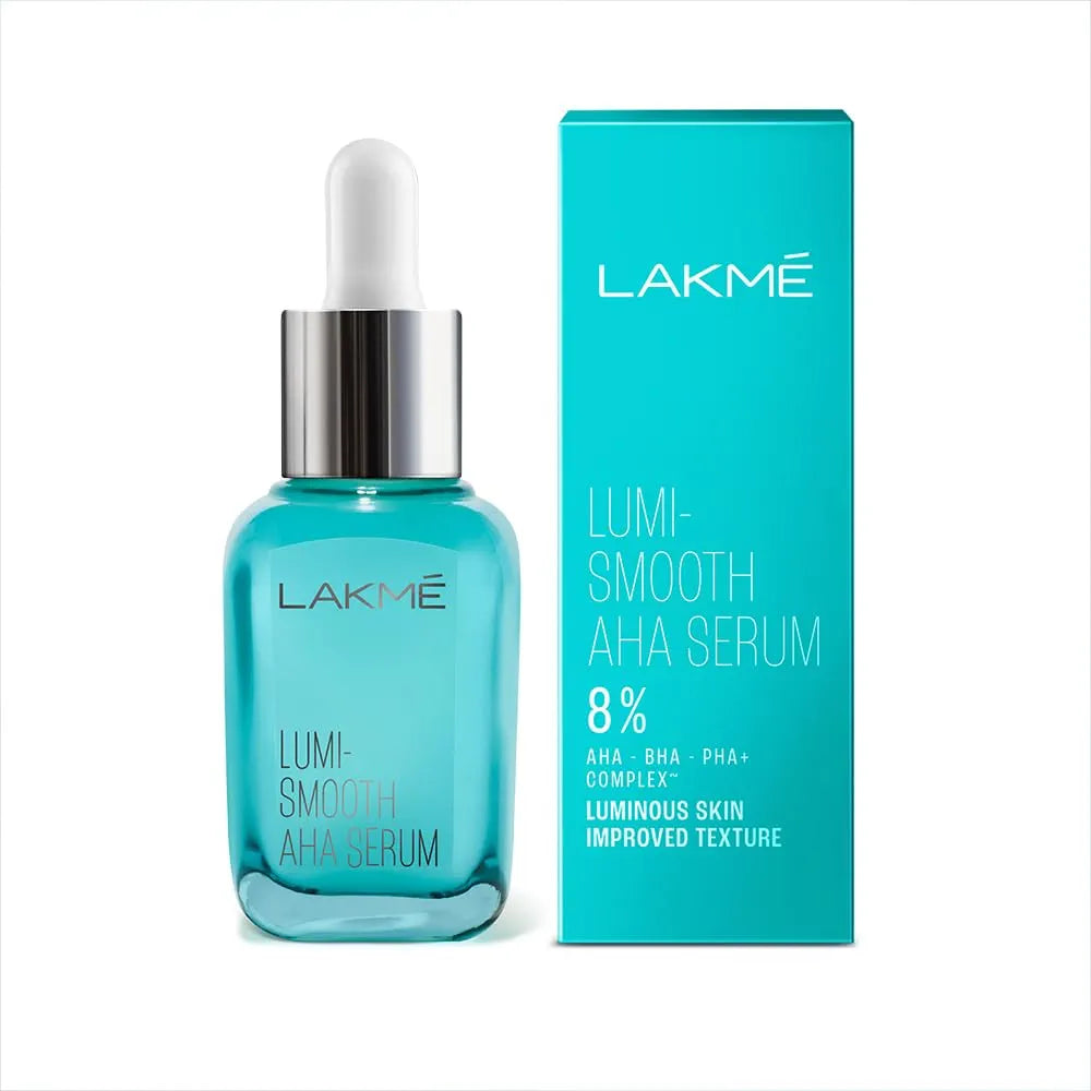 Lakme 8% AHA-BHA-PHA+ Complex Lumi Smooth Serum for Luminous Skin & Improved, Smooth Skin Texture , 30ML