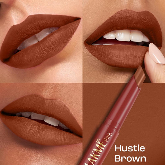 Lakme 9 to 5 Forever Matte Lip Crayon, HUSTLE BROWN, with Vitamin C, Long-lasting Hydration