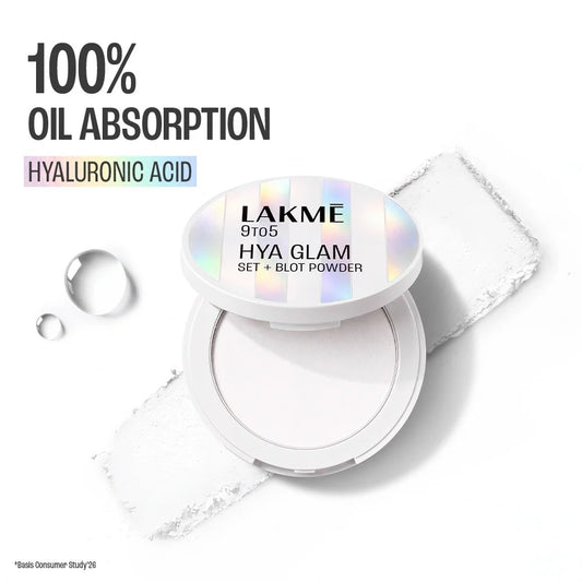 Lakmē 9to5 Hya Glam Instant Set + Blot Powder with Hyaluronic Acid