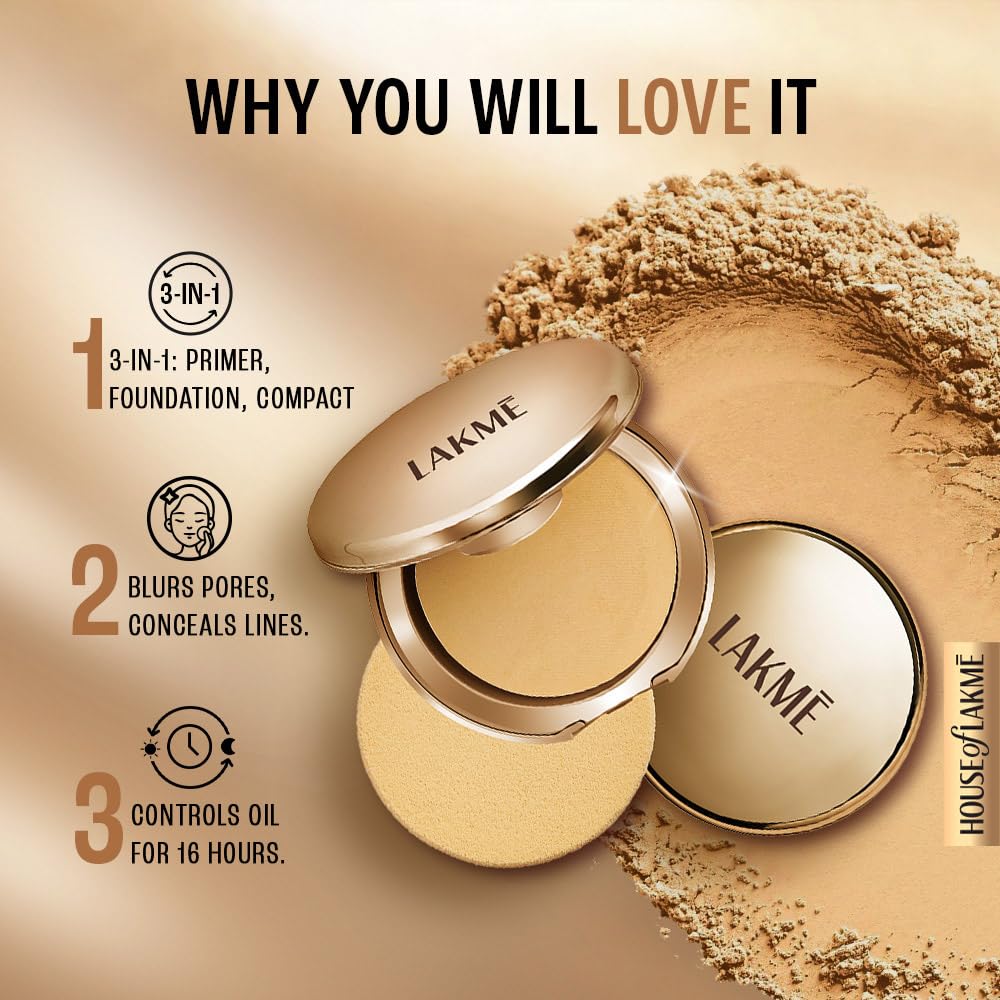 681 Lakmē Powerplay Priming Powder Foundation -Silky Golden