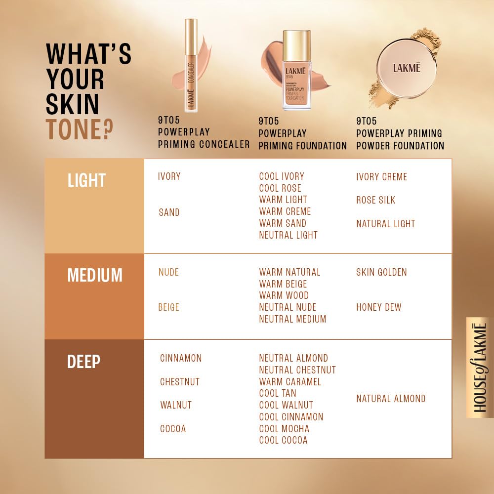 LAKMÉ 9 To 5 Primer With Matte Powder Medium Coverage All Skin Foundation Compact, Silky Golden, 9G