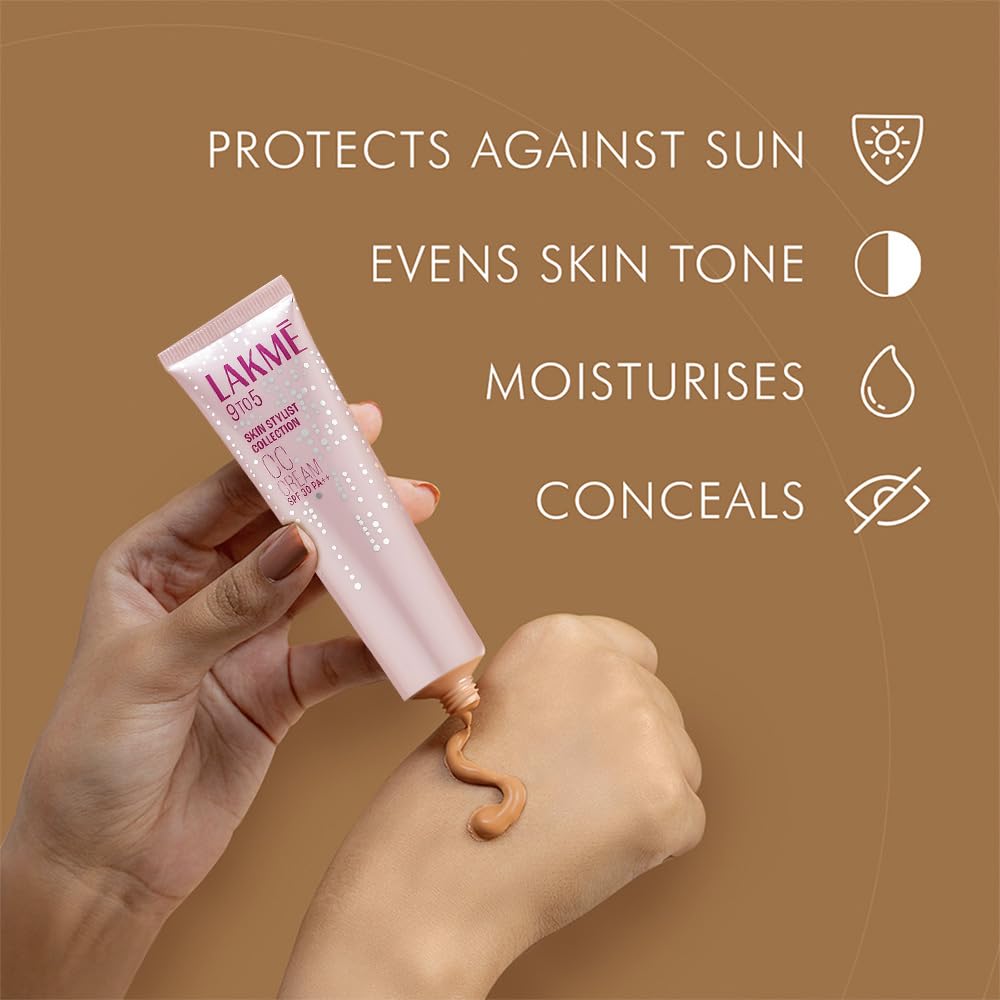 LAKMÉ Natural Cc Found Cream With Spf30 Pa++ BRONZE |Enriched With 3% Niacinamide | Conceals Dark Spots| Brightens Skin |Lightweight Moisturizer + Foundation For All Skin Types |30G