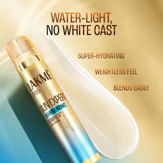 Lakme Sun Expert 1% Hyaluronic Sunscreen For All Skin Types, Spf 50 Pa+++ For UVA/B, No White Cast, For Hydrated Skin