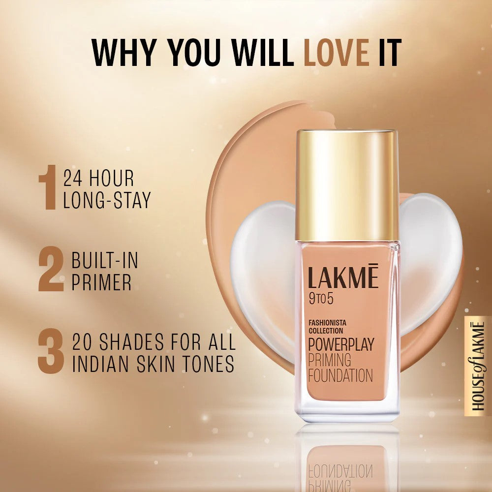 Lakme 9To5 Primer + Matte Perfect Cover Foundation,Neutral Chestnut N360