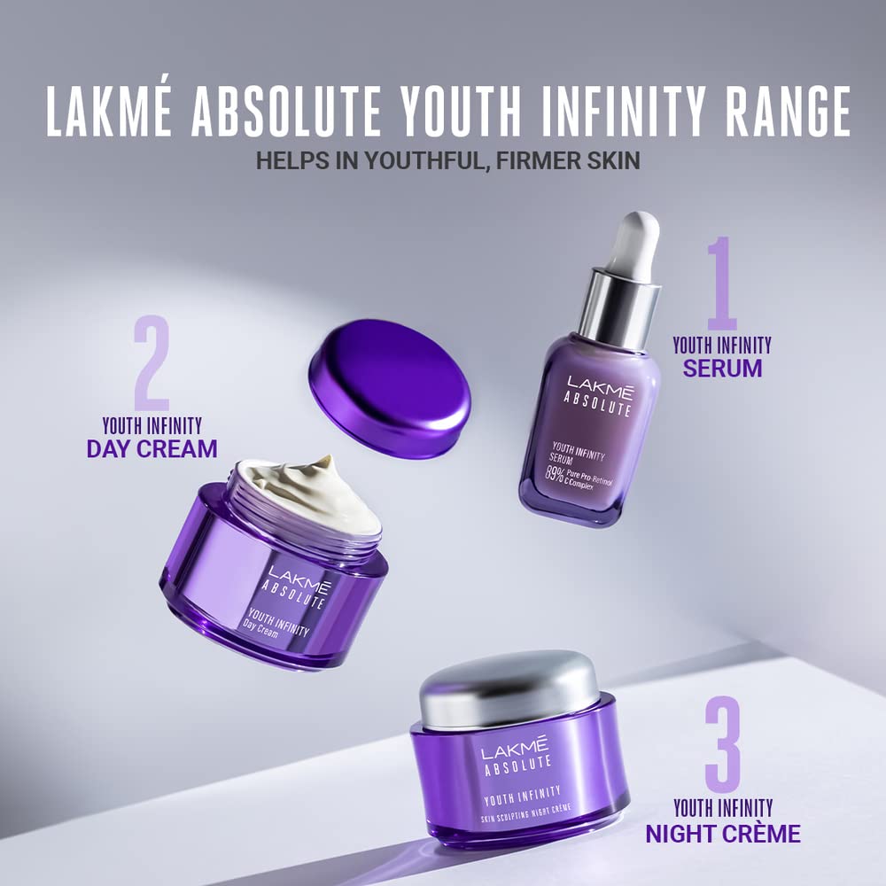 LAKMÉ Absolute Youth Infinity Skin Sculpting Face Serum with Niacinamide, Collagen Booster and Vitamin A for Anti-Ageing, Bright & firm Skin,30ml,