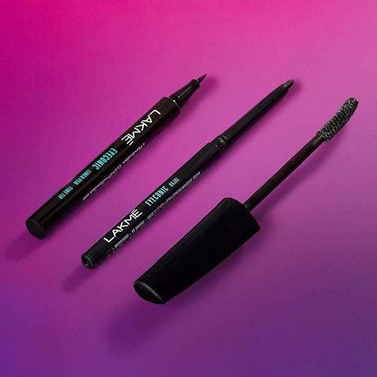 Captivating Lakme Eyeconic Trio -Eyeconic Fine Tip Liner Pen ; Eyeconic Kajal  ; Eyeconic Curling Mascara