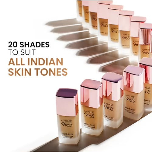 LAKMÉ 9 TO 5 PRIMER + MATTE PERFECT COVER FOUNDATION- WARM NATURAL W180