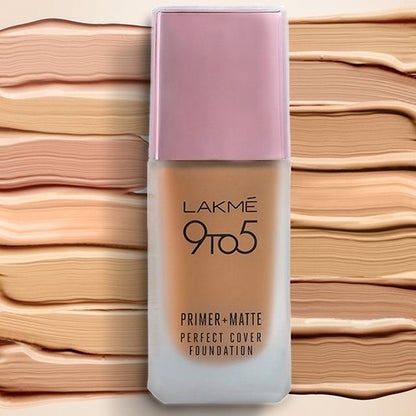 Lakmé 9 To 5 Primer + Matte Perfect Cover Liquid Foundation, Neutral Nude, 25ml, Matte Finish