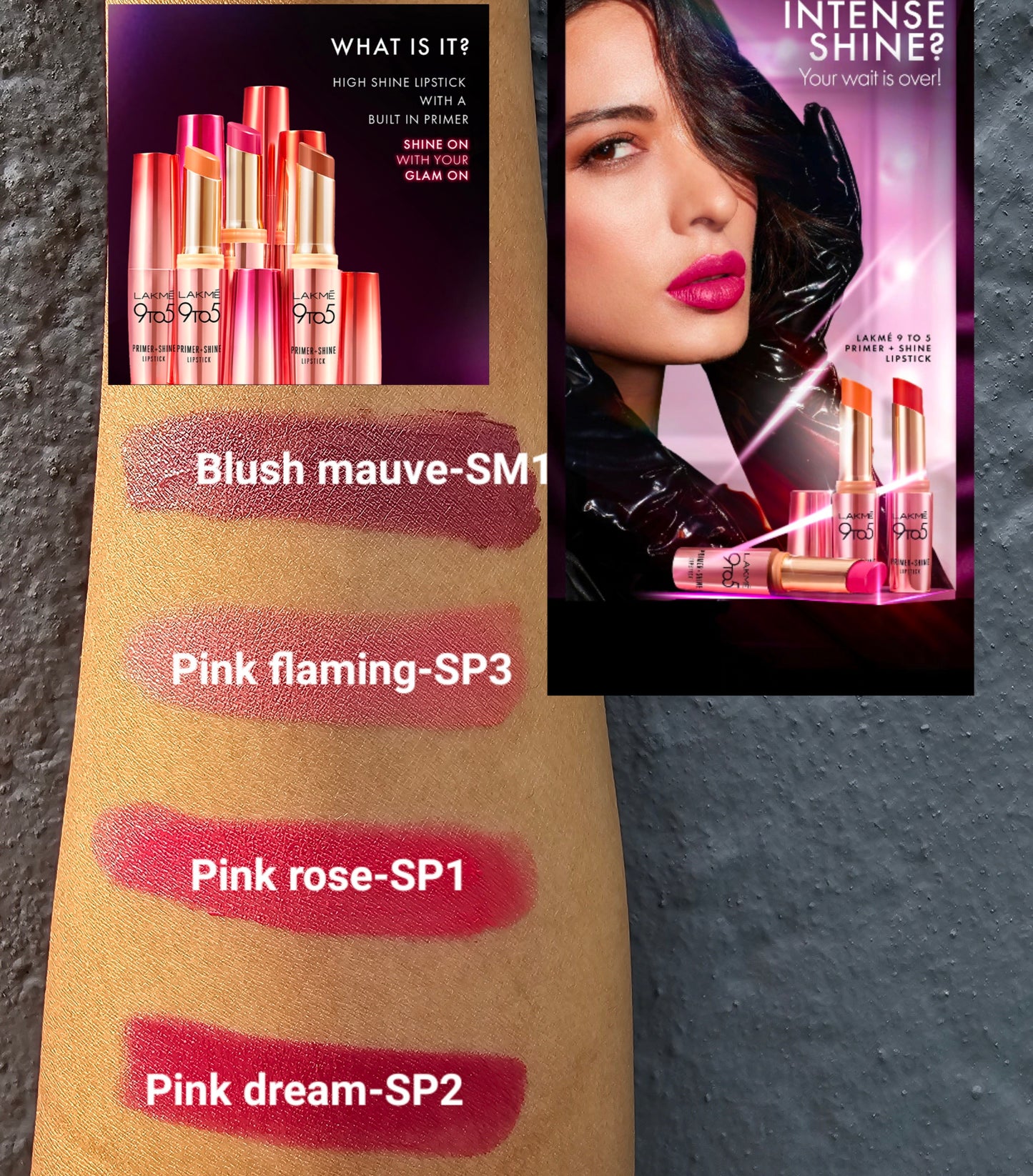 LAKMÉ 9 TO 5 PRIMER + SHINE LIPSTICK - SM1 Blush Mauve