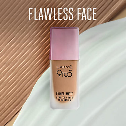 Lakme 9To5 Primer + Matte Perfect Cover Foundation,Neutral Chestnut N360