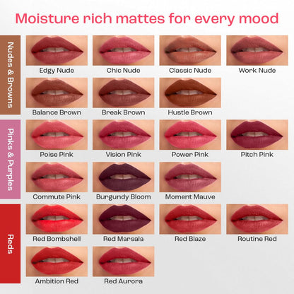Lakme 9 to 5 Forever Matte Lip Crayon, HUSTLE BROWN, with Vitamin C, Long-lasting Hydration