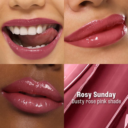 Lakme 9to5 Hya Beach Edit Lip Gloss Stain -2 Rosy Sunday, Long Lasting Stain, For Soft and Nourished Lips, with Linoleic Acid & Hyaluronic Acid, SPF 15, Non-Sticky and Lightweight, 10 ml