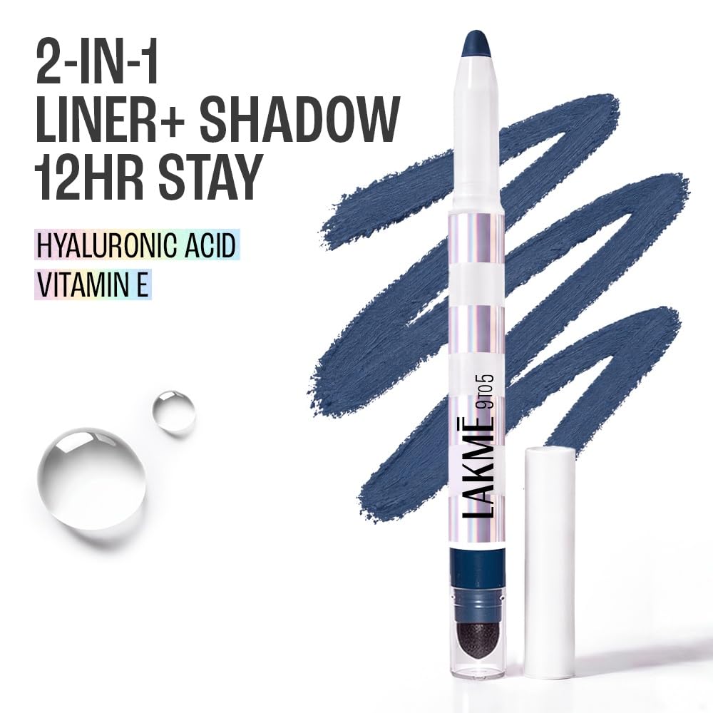 Lakmē 9to5 Hya Glam Liner + Shadow Eye Duo with Hyaluronic acid & Vitamin E - STELLAR BLUE