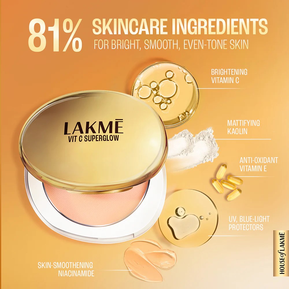 LAKMĒ VITC SUPERGLOW SKIN PERFECTING COMPACT -Walnut