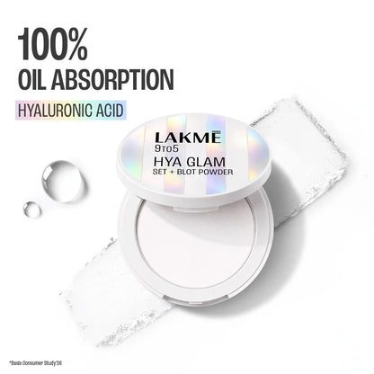 Lakmē 9to5 Hya Glam Instant Set + Blot Powder with Hyaluronic Acid