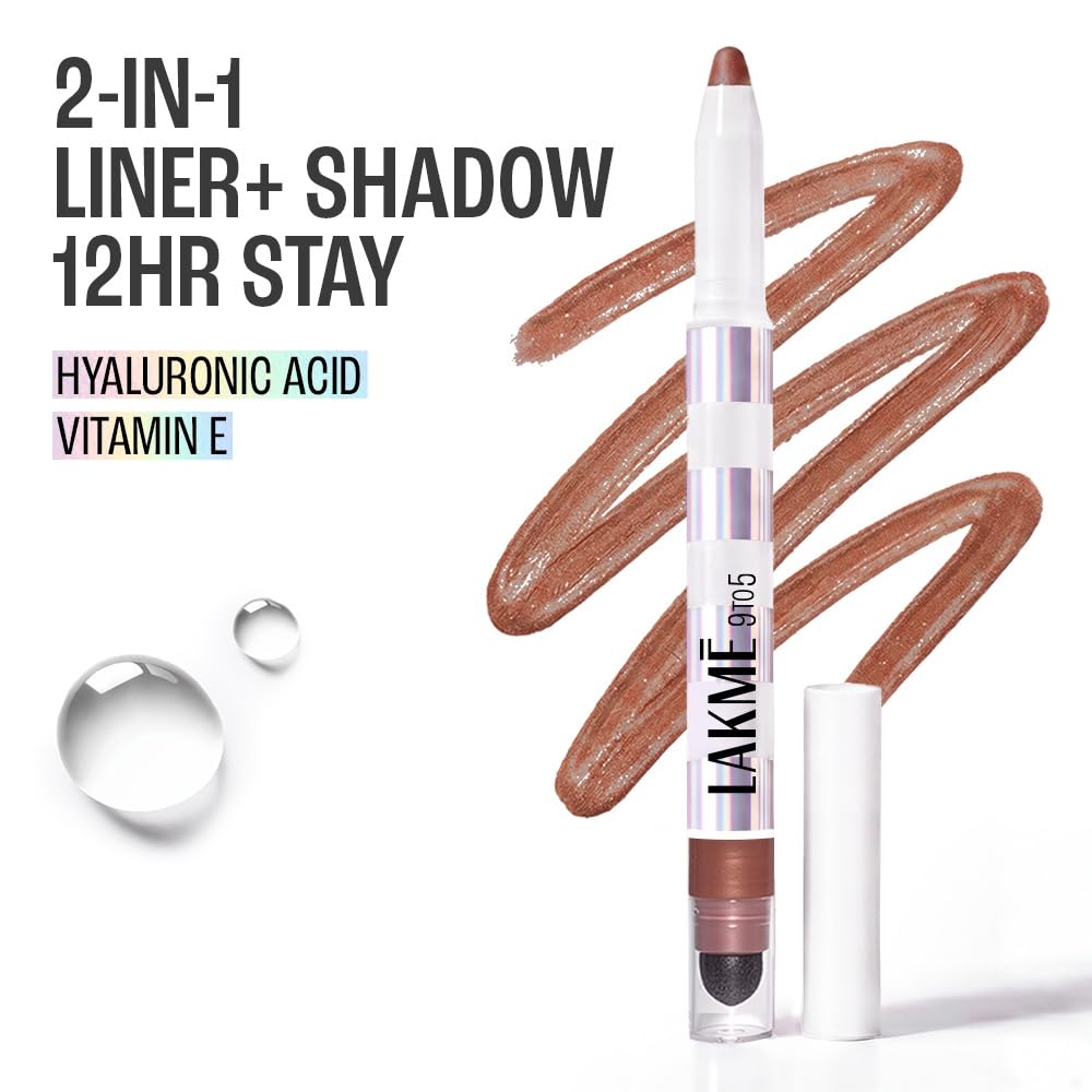 Lakmē 9to5 Hya Glam Liner + Shadow Eye Duo with Hyaluronic acid & Vitamin E - VELVET BRONZE