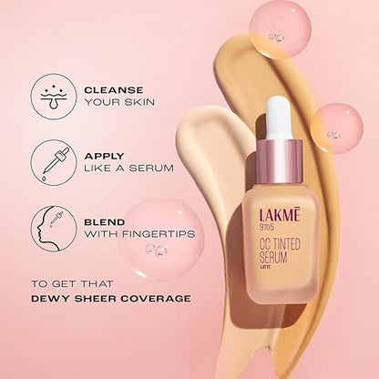 Lakme CC Tinted Serum with 2% Hyaluronic Acid||Tinted Moisturizer to Brighten Skin|| Conceal Dark Spots|| Creme - 30ml