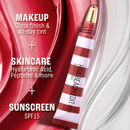 Lakme 9to5 Hya Beach Edit Lip Gloss Stain - 5 Cherry Cola Long Lasting Stain, For Soft and Nourished Lips, with Linoleic Acid & Hyaluronic Acid, SPF 15...