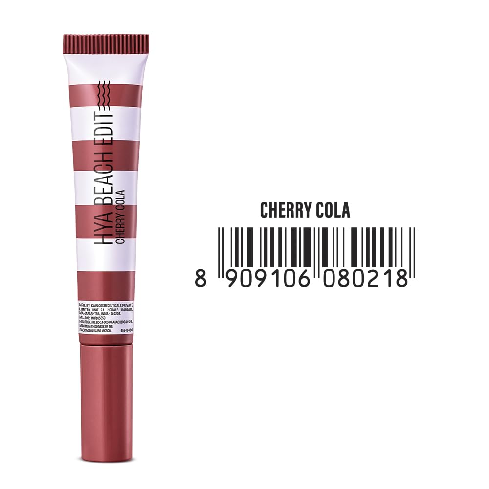 Lakme 9to5 Hya Beach Edit Lip Gloss Stain - 5 Cherry Cola Long Lasting Stain, For Soft and Nourished Lips, with Linoleic Acid & Hyaluronic Acid, SPF 15...