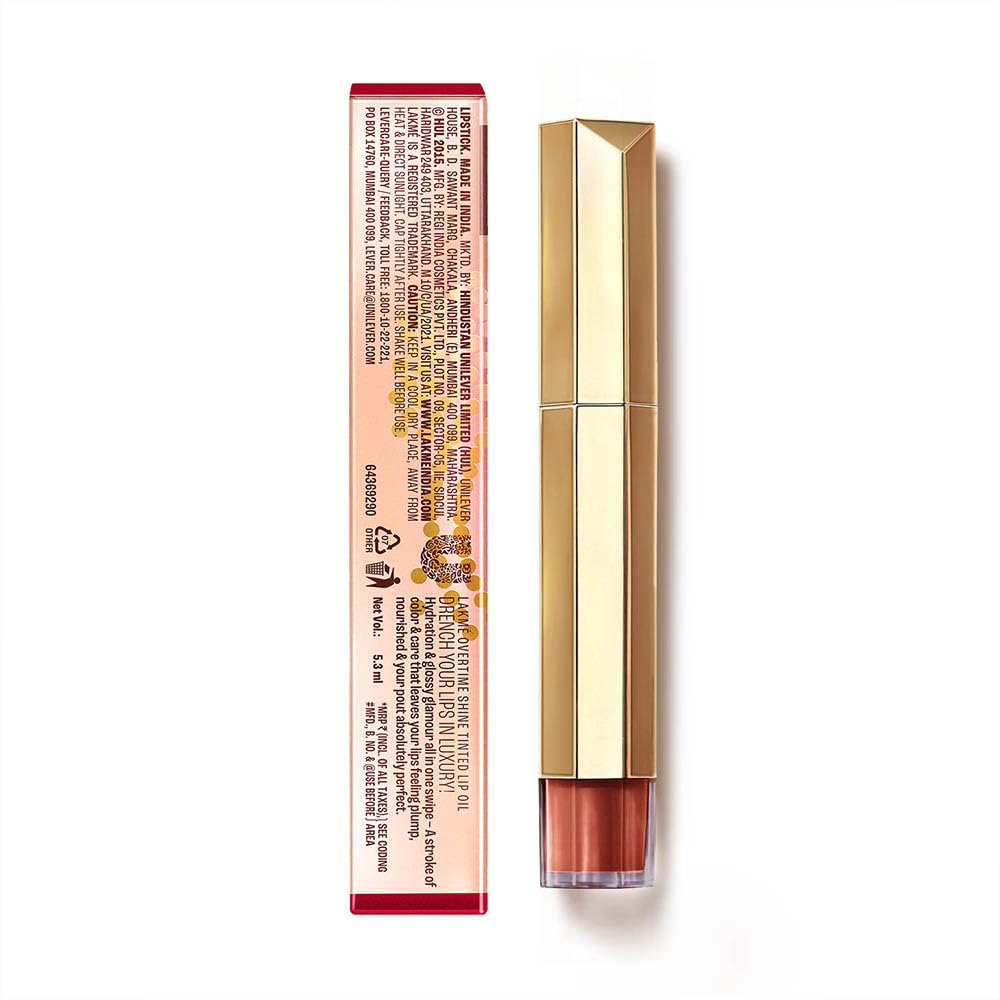 Lakme 9to5 Overtime Shine Tinted Lip Oil 5.3 ml - Cocoa Truffle