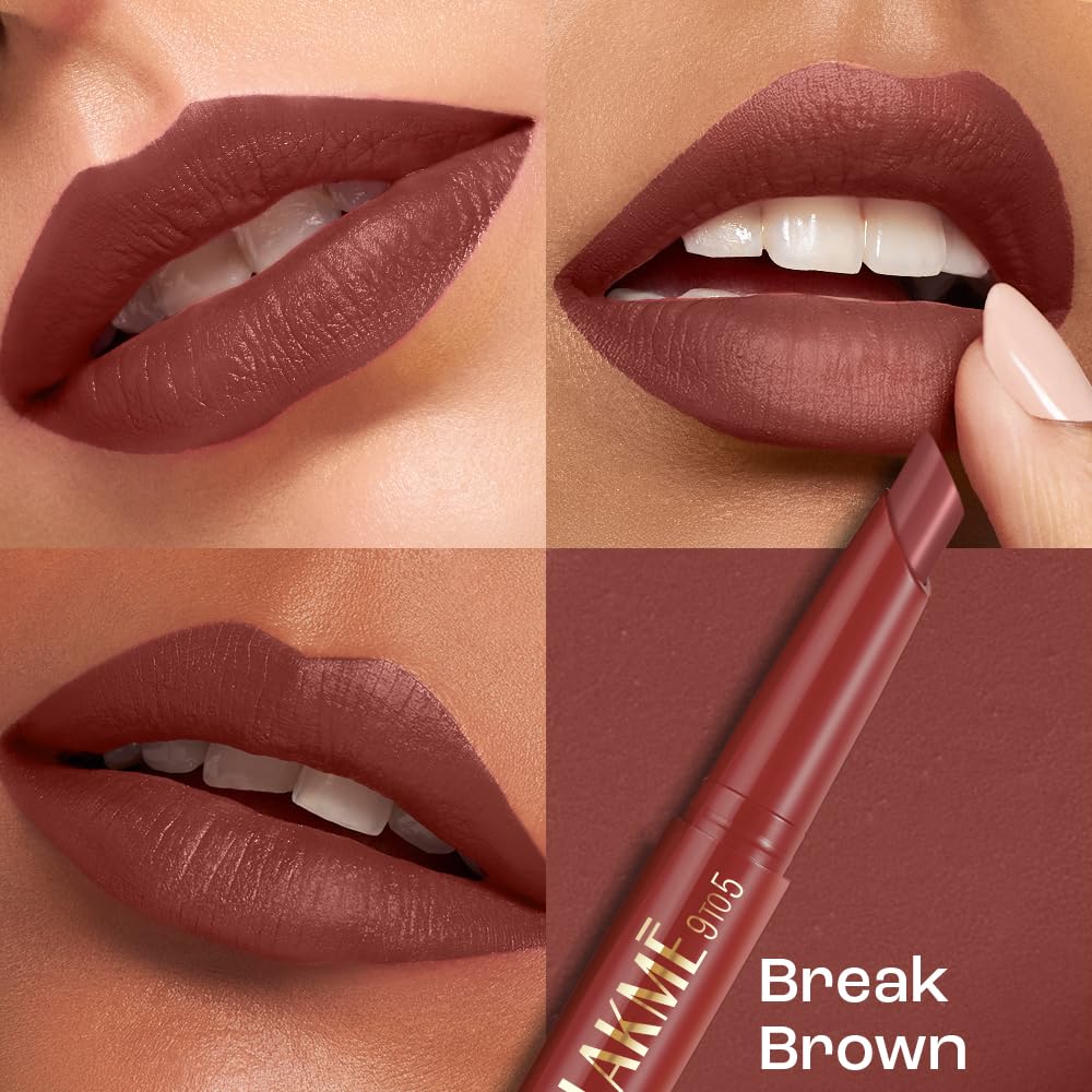 Lakme 9 to 5 Forever Matte Lip Crayon, BREAK BROWN