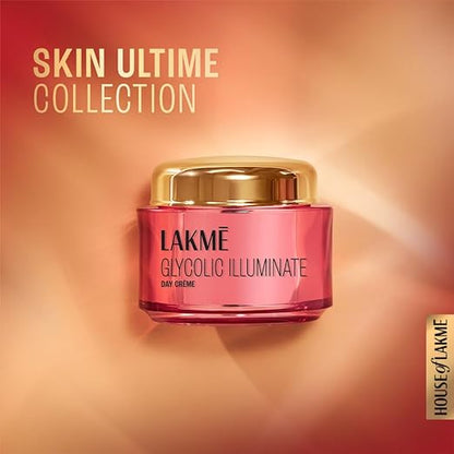 Lakme Glycolic Illuminate Day Cream with Glycolic Acid for Radiant & Even Tone Skin, 50g