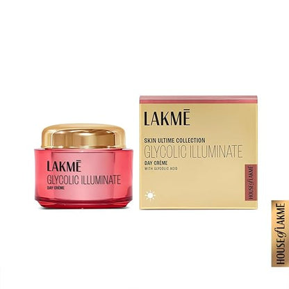 Lakme Glycolic Illuminate Day Cream with Glycolic Acid for Radiant & Even Tone Skin, 50g