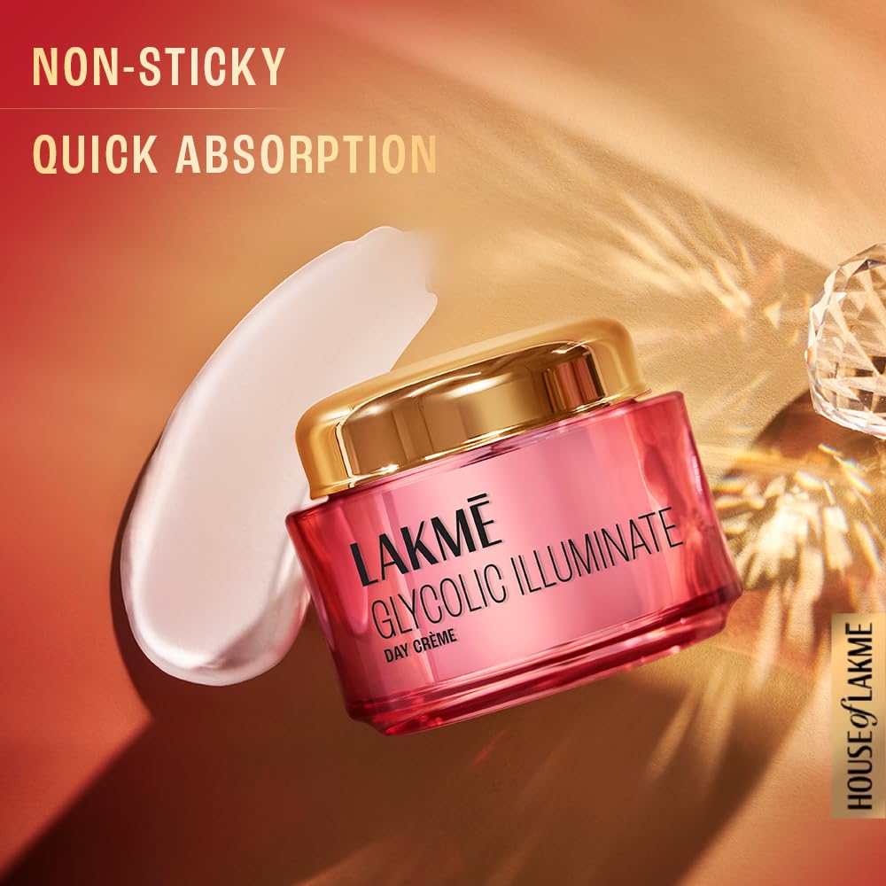 Lakme Glycolic Illuminate Day Cream with Glycolic Acid for Radiant & Even Tone Skin, 50g