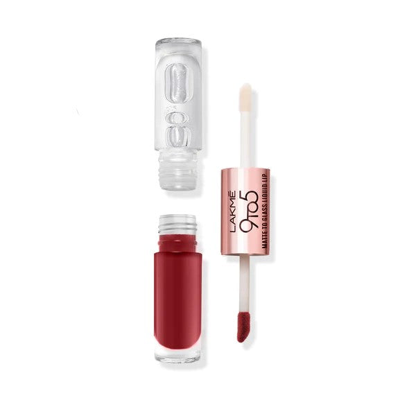 LAKMÉ 9 TO 5 MATTE TO GLASS LIQUID LIP : Vintage Red