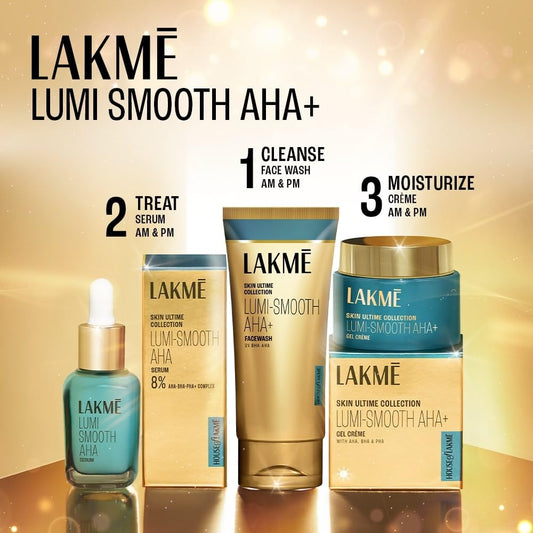 Lumi-Smooth AHA+ Glow up Gang Collection of Cleanser, Serum &; Moisturizer.