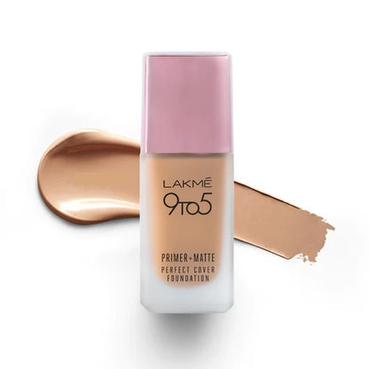 Lakmé 9 To 5 Primer + Matte Perfect Cover Liquid Foundation, Neutral Nude, 25ml, Matte Finish