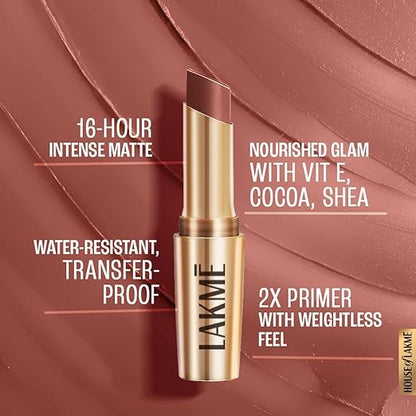 Lakme 9TO5 Primer + Matte Lip Color MP9 Nude Touch, 3.6 g