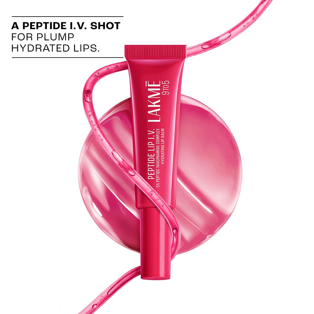 Lakme Peptide Lip IV, Hydrating Lip Balm, Peptalk Pink (10g)