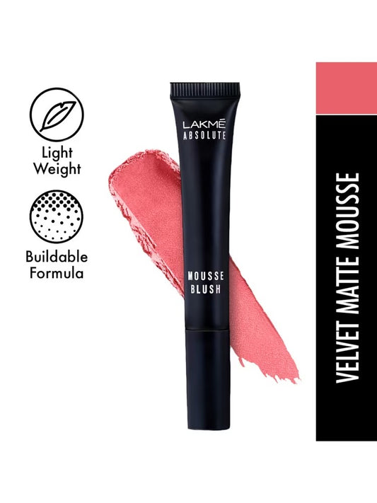 Lakme Absolute Sheer Velvet Matte Cheek Mousse Blush 6ml Shade: . Pink Rose