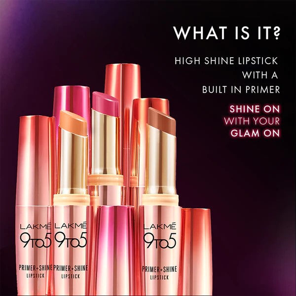 LAKMÉ 9 TO 5 PRIMER + SHINE LIPSTICK- SR5 WINE