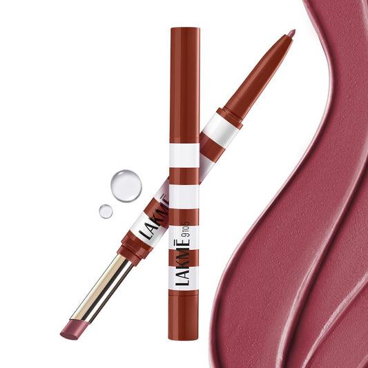 Lakme 9to5 Hya Beach Edit, Lipstick + Liner Duo, Pro Pink Medium, Infused with Hyaluronic Acid, Vitamin E, Jojoba Oil, Comfortable Matte Finish, SPF Powered, Hydrating Lipstick, 2+0.2 g