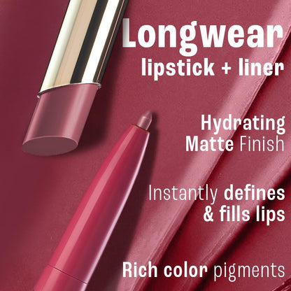 Lakme 9to5 Hya Beach Edit, Lipstick + Liner Duo, Pro Pink, Infused with Hyaluronic Acid, Vitamin E, Jojoba Oil, Comfortable Matte Finish, SPF Powered, Hydrating Lipstick, 2+0.2 g