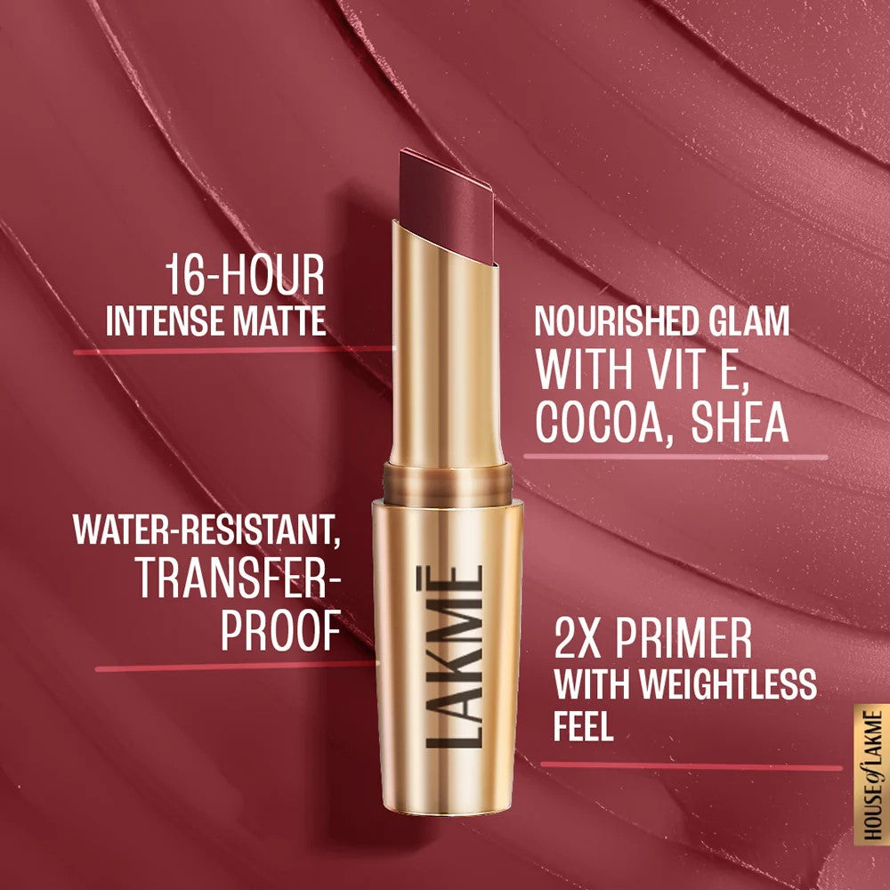 Lakmē 9to5 Powerplay Priming Matte Lipstick-Rosy Sunday