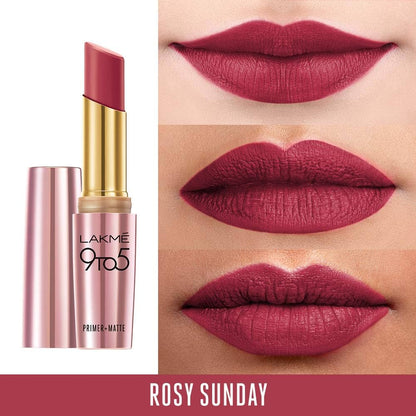 Lakmē 9to5 Powerplay Priming Matte Lipstick-Rosy Sunday