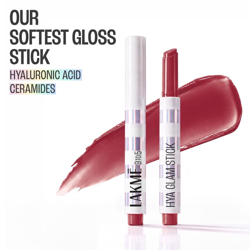Lakmē 9to5 Hya Glam Plump+Shine Clickstick, Hyaluronic acid & ceramides - RUBY RUSH