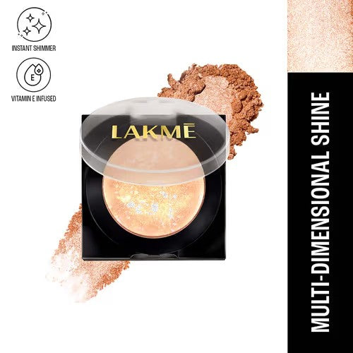 Lakme Glitterati Marble Highlighter With Vitamin E For Luminous Skin, Weightless Glow - Shimmer Rose