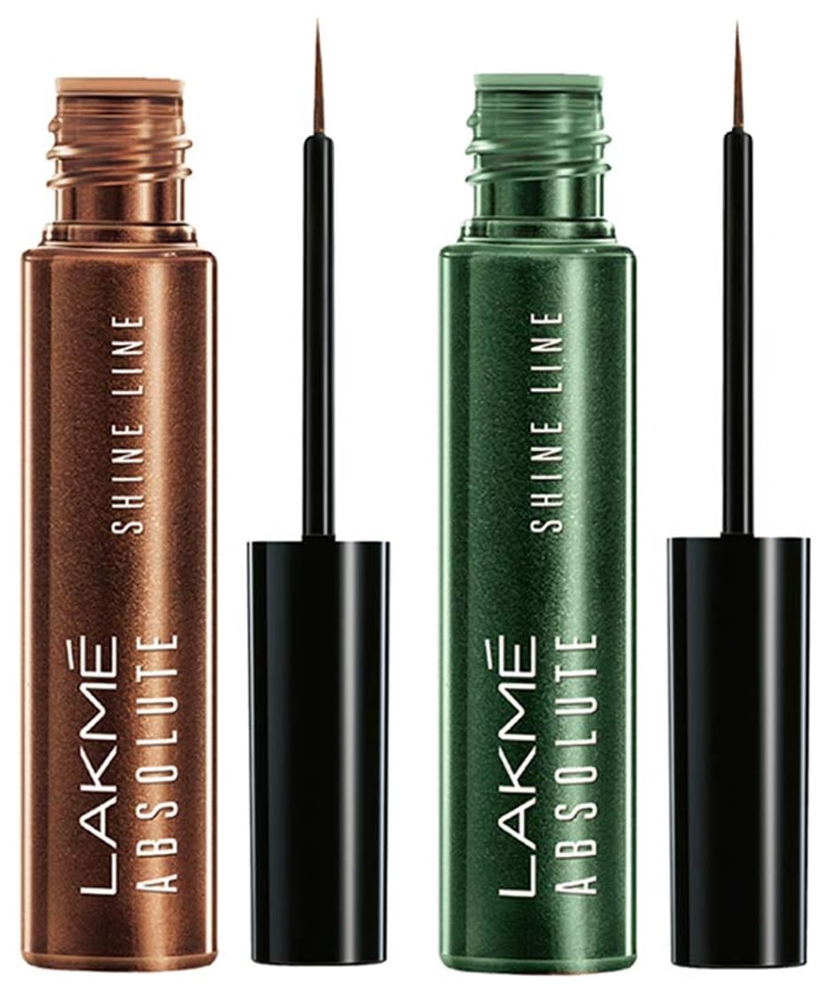 LAKMÉ Absolute Shine Line Eye Liner Duo Shimmery Finish, Sparkling Olive, 4.5ml and Absolute Shine Line Eye Liner, Shimmer Bronze, 4.5ml