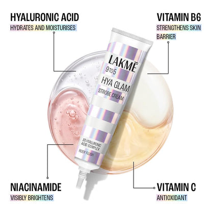 Lakmē 9to5 Hya Glam Strobe cream with Hyaluronic acid & Niacinamide -ROSY FLUSH
