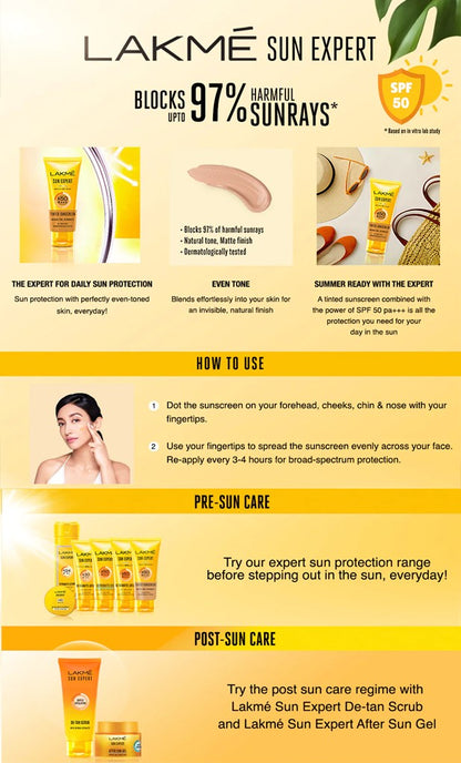 Lakme Sun Expert SPF 50 PA+++ Light Weight Gel Sunscreen, Blocks Upto 97% Harmful Sunrays,100g
