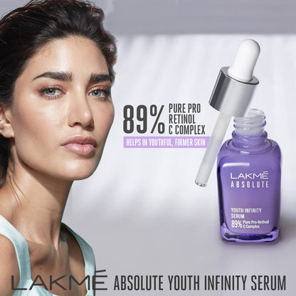 LAKMÉ Absolute Youth Infinity Skin Sculpting Face Serum with Niacinamide, Collagen Booster and Vitamin A for Anti-Ageing, Bright & firm Skin,30ml,