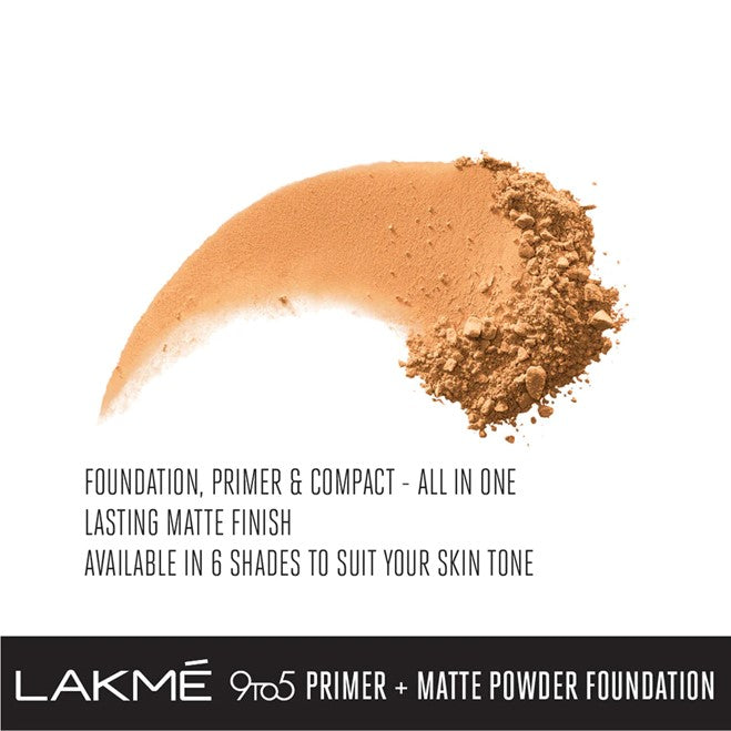 LAKMÉ 9TO5 PRIMER + MATTE POWDER FOUNDATION- NATURAL ALMOND