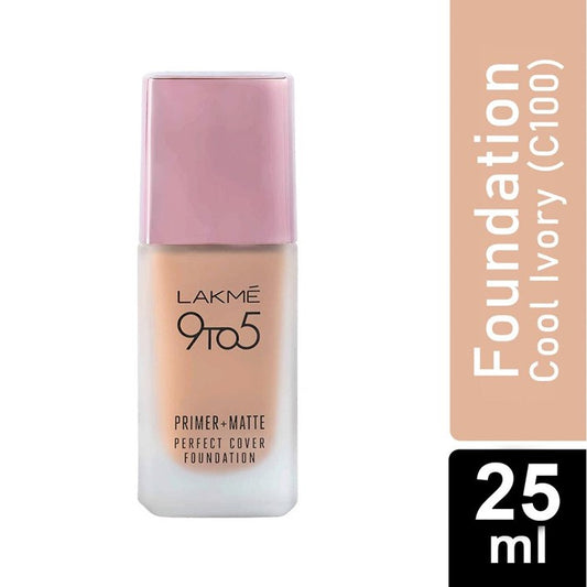 LAKMÉ 9 TO 5 PRIMER + MATTE PERFECT COVER FOUNDATION- COOL IVORY