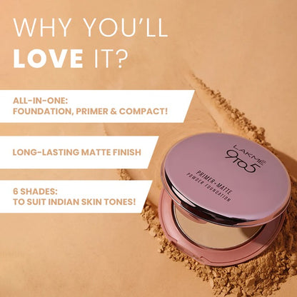 LAKMÉ 9TO5 PRIMER + MATTE POWDER FOUNDATION- NATURAL ALMOND